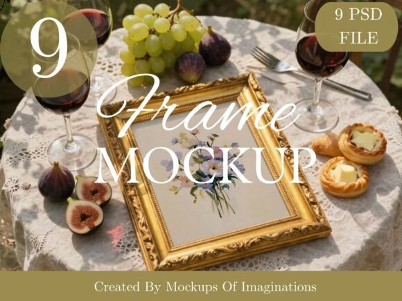 Download 9 Vintage Gold Frame Mockup Bundle - Frame mockup bundle Collection